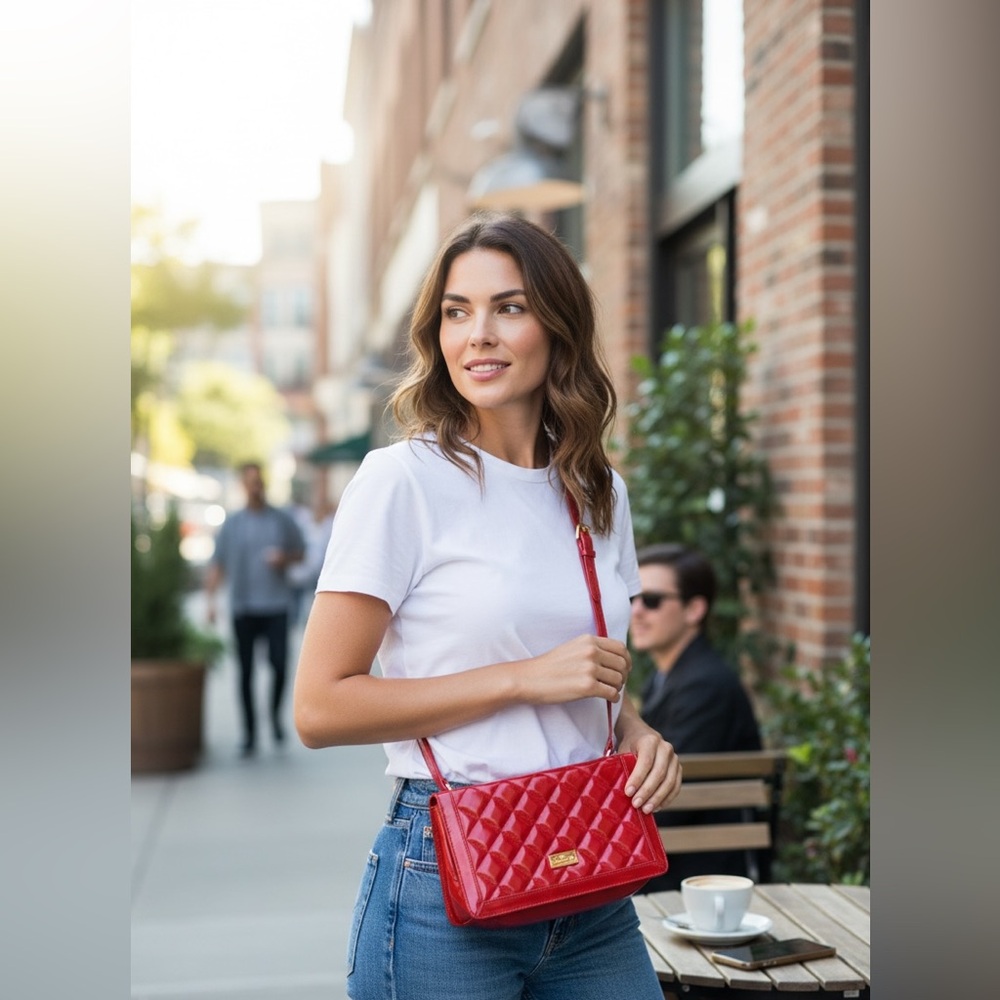Gorgeous, brand new in duster red leather Zamponi crossbody purse